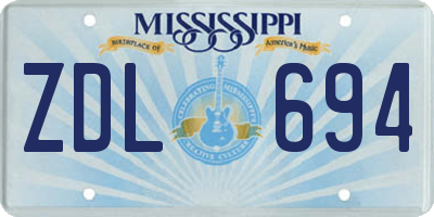 MS license plate ZDL694