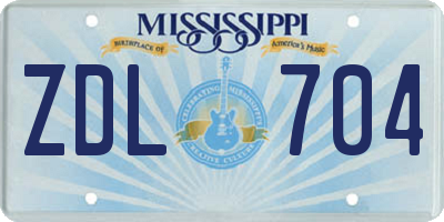 MS license plate ZDL704