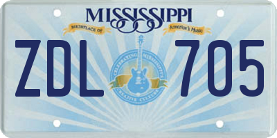 MS license plate ZDL705