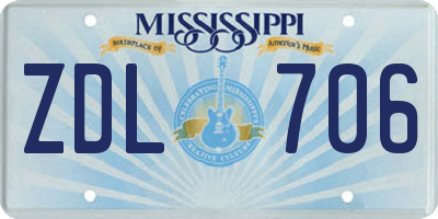MS license plate ZDL706