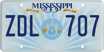 MS license plate ZDL707