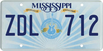 MS license plate ZDL712