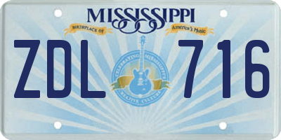 MS license plate ZDL716