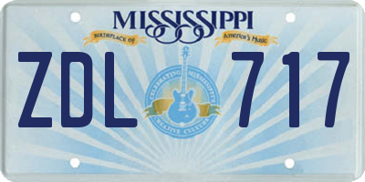 MS license plate ZDL717
