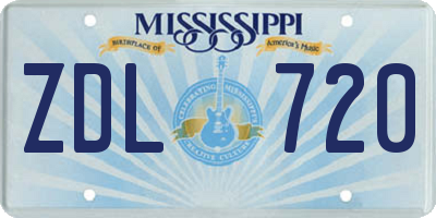 MS license plate ZDL720