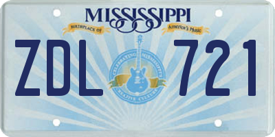 MS license plate ZDL721