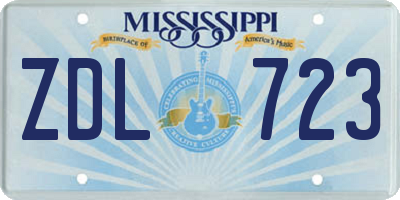 MS license plate ZDL723