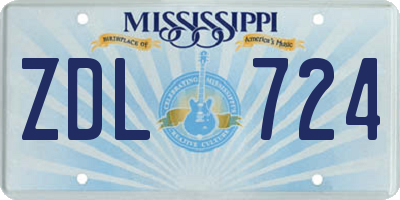 MS license plate ZDL724