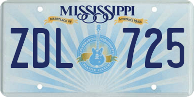 MS license plate ZDL725