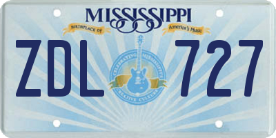 MS license plate ZDL727