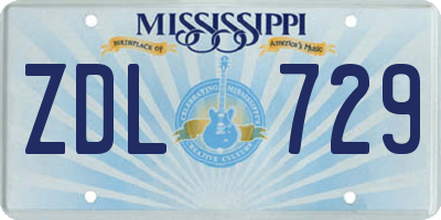 MS license plate ZDL729
