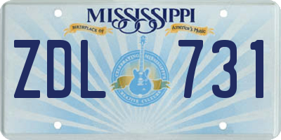 MS license plate ZDL731