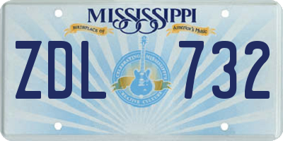 MS license plate ZDL732