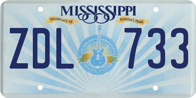 MS license plate ZDL733