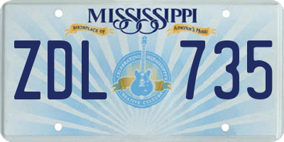 MS license plate ZDL735