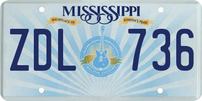 MS license plate ZDL736