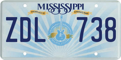 MS license plate ZDL738