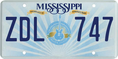 MS license plate ZDL747