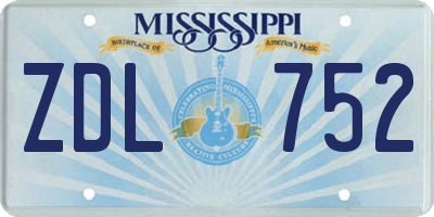 MS license plate ZDL752