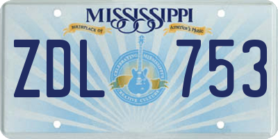 MS license plate ZDL753