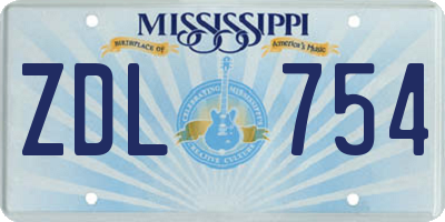 MS license plate ZDL754