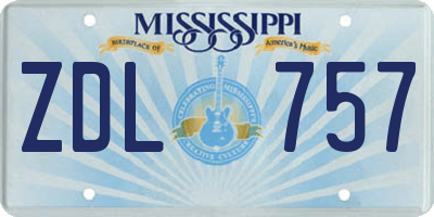 MS license plate ZDL757