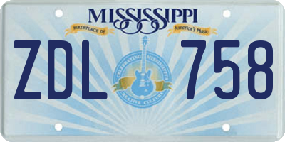 MS license plate ZDL758