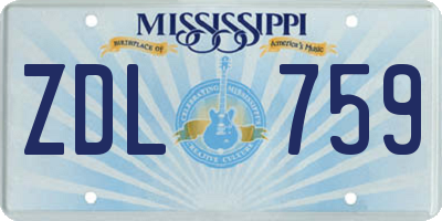MS license plate ZDL759