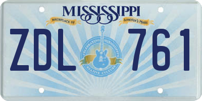MS license plate ZDL761