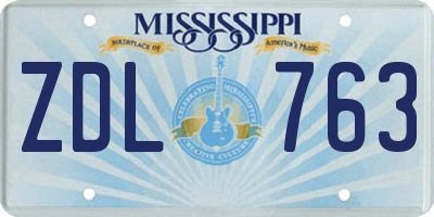 MS license plate ZDL763