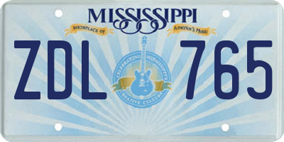 MS license plate ZDL765