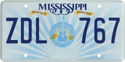 MS license plate ZDL767