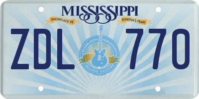 MS license plate ZDL770