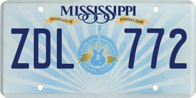 MS license plate ZDL772