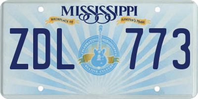 MS license plate ZDL773