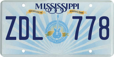 MS license plate ZDL778