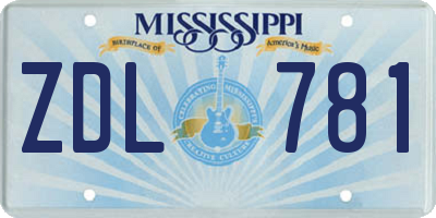 MS license plate ZDL781