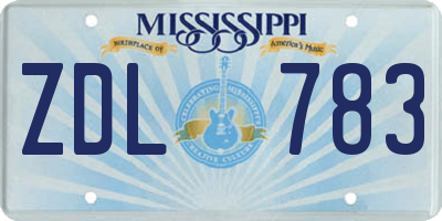 MS license plate ZDL783