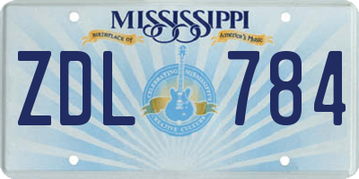 MS license plate ZDL784