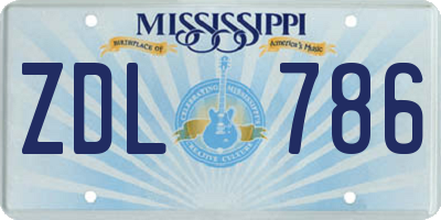 MS license plate ZDL786