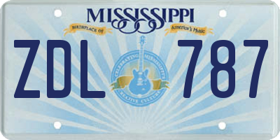 MS license plate ZDL787