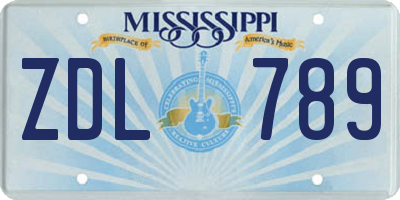 MS license plate ZDL789