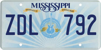 MS license plate ZDL792