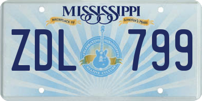MS license plate ZDL799