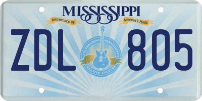 MS license plate ZDL805