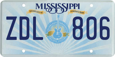 MS license plate ZDL806