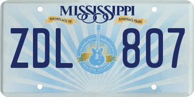 MS license plate ZDL807