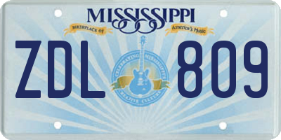 MS license plate ZDL809