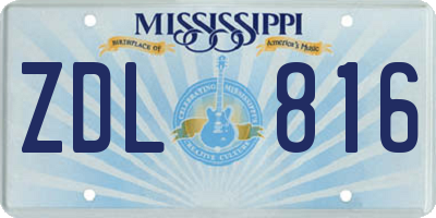 MS license plate ZDL816