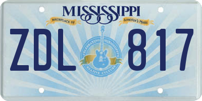 MS license plate ZDL817